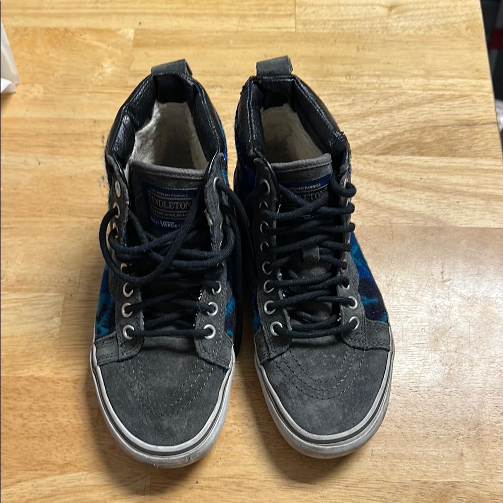 Mens Pendleton Vans Black and Blue Classic Sneakers